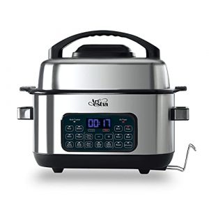 Artestia Slow Cooker and Air Fryer,12-in-1 Multi-Cooker 6.5QT Combo with Digital One Touch Duo Control System,multicooker and Smokeless Indoor Grill, Bake, Roast, Crisp, Dehydrate, Broil, Keep
