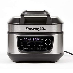 PowerXL Grill Air Fryer Combo Deluxe 6 QT 12-in-1 Indoor Grill, Air Fryer, Slow Cooker, Roast, Bake, 1550-Watts, Stainless Steel Finish