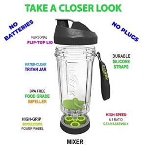 Bevrev Portable Manual Mixer with Propeller - Non-Electric and Leak-Proof Sports Protein Shaker Bottle to Mix Ingredients, Cocktails and Protein Shakes - 18 Ounces