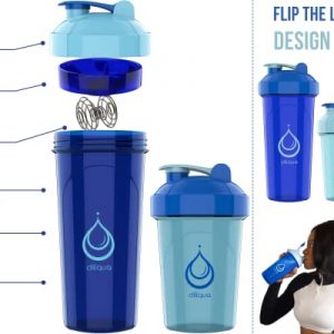 [8 Pack] Protein Shaker Bottles for Protein Mixes | Dishwasher Safe | 4 Small 20 oz & 4 Large 28 oz Shaker Cups for Protein Shakes | Dual Mixing Blender Shaker Bottle Pack by Diliqua