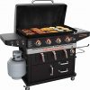 Blackstone 1923 Cabinet Air Fryer Combo & Four Burners Stainless Steel Gas Hood, Wheels, Two Side Shelf – Heavy Duty Outdoor Griddle Station for Backyard, Patio, 36", Black