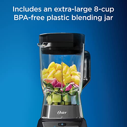 Oster 3-in-1 Blender for Shakes and Smoothies with Texture Select Settings plus Food Processor and Portable Sports Bottles, Carbon Grey