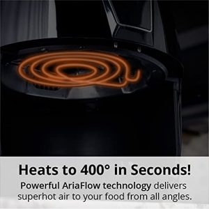 Aria Teflon-Free 5 Qt. Ceramic Air Fryer with Recipe Book, Premium Black