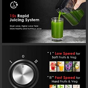 Juicer Machines for Fruits &Vegetables, 3” Feed Chute Centrifugal Juice Extractor Easy Clean, 304 Stainless Steel Filter, BPA Free, Brush Included
