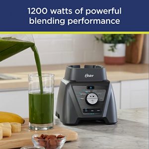 Oster 3-in-1 Blender for Shakes and Smoothies with Texture Select Settings plus Food Processor and Portable Sports Bottles, Carbon Grey