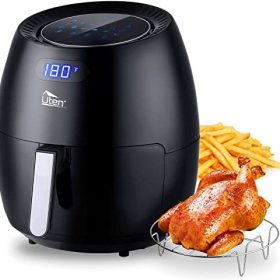 Air Fryer 6.9QT/6.5L, Uten 1700W High-power 8 in 1 Deep Frying Mode, Rapid Heating up, Non-Stick Oven, Oilless Cooking, Fast Heat up/Time Control, LED Digital Touchscreen, Black