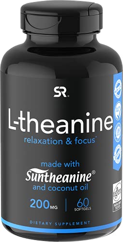 Suntheanine® L-Theanine 200mg (Double-Strength) in Cold-Pressed Organic Coconut Oil; Non-GMO & Gluten Free - 60 Liquid Softgels