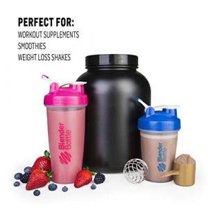 Blender Bottle BlenderBottle Classic Shaker Bottle Perfect for Protein Shakes and Pre Workout, 20-Ounce (3 Pack), Clear/Black and Black and Pebble Grey