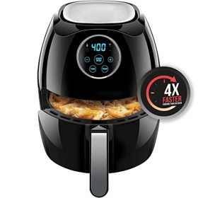 CHEFMAN Large Air Fryer 6.5 Qt XL, Healthy Cooking, User Friendly, Nonstick, Digital Touch Screen with 4 Cooking Functions w/ 60 Minute Timer & Auto Shut Off, BPA-Free, Dishwasher Safe Basket, Black