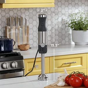 GE Immersion Blender | Handheld Blender for Shakes, Smoothies, Baby Food, Soups & More | 2-Speed Functionality | Easy Clean Kitchen Essentials | 500 Watts | Stainless Steel