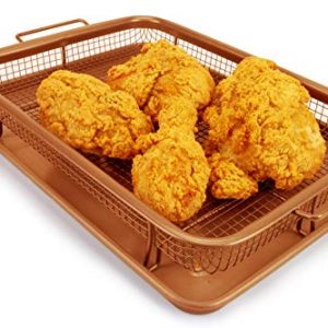 EaZy MealZ Crisping Basket & Tray Set | Air Fry Crisper Basket | Tray & Grease Catcher | Even Cooking | Non-Stick | Healthy Cooking (9.5