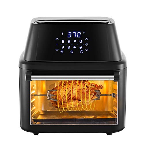 Soing Air Fryer Oven Family Size 17QT 8 in 1 Cooking Features,1800-Watt Programmable for Air Frying,Roasting,Reheating & Dehydrating with 8 Pre-Set Recipe,Soing Professional Cookbook Included,Black