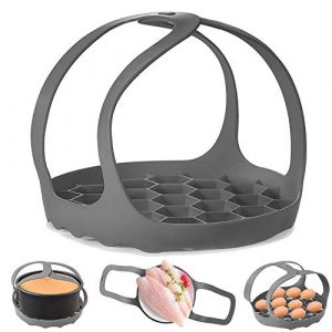 Pressure Cooker Sling，Silicone Bakeware Sling for 6 Qt/8 Qt Instant Pot, Ninja Foodi and Multi-function Cooker Anti-scalding Bakeware Lifter Steamer Rack，BPA-Free Silicone Egg Steamer Rack（Gray)