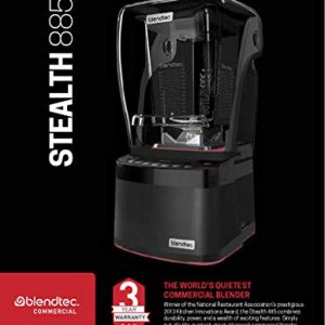 Blendtec S885C2901-B1GB1A Stealth Countertop Blender with 2 Fourside Jars, Black