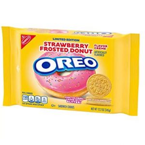 Oreo Strawberry Frosted Donut Creme Golden Sandwich Cookies Limited edition 12.2 oz, 1 Count