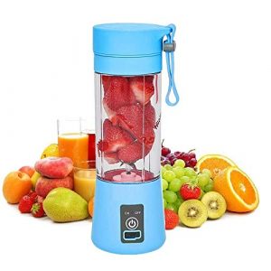 Portable Blender, 380ml , Personal Mixer Fruit Rechargeable with USB, Mini Blender for Milk Shakes, Smoothie, Fruit Juiceor for Sports, Office, Travel, Gym, and Outdoors (Blue)