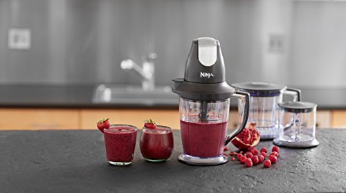 Ninja QB1004 Blender/Food Processor with 450-Watt Base, 48oz Pitcher, 16oz Chopper Bowl, and 40oz Processor Bowl for Shakes, Smoothies, and Meal Prep