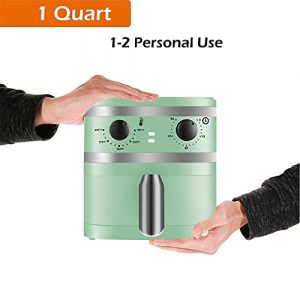 1 Quart Small Compact Air Fryer, Mini Oil-Less Healthy Cooker, Home Use or Promotion Gift use, Non Stick Safe Fryer Basket, 60 Minute Timer & Temperature Control, Indicator light, Auto Shut-Off, 1-2 Personal Use, Auqa