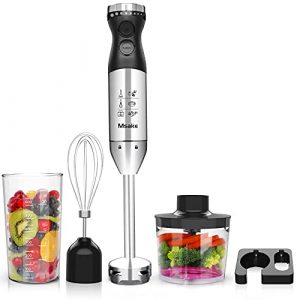 5 in 1 Immersion Hand Blender, 9 Speed+Turbo, 304 Stainless Steel Handheld Stick Blender, 700ml Mixing Cup, 600ml Food Processor, Egg Whisk & Wall Mounted Bracket, BPA-Free