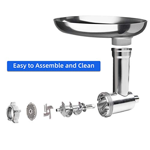 X Home Meat Grinder Attachment for KitchenAid Stand Mixer, Includes Sausage Stuffers, Grinding Plates, Grinding Blades, Sturdy Metal (Not Dishwasher Safe)