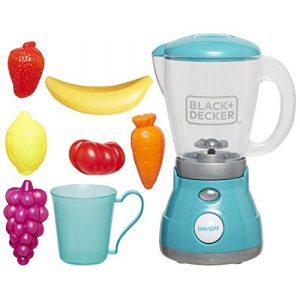 BLACK+DECKER Junior Blender Role Play Pretend Kitchen Appliance for Kids with Realistic Action, Light and Sound - Plus Toy Fruit and Vegetable Foods for Imaginary Cooking Fun