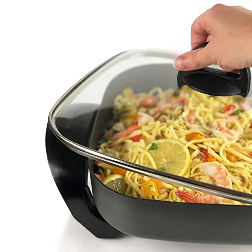 West Bend Electric Skillet, Family-Sized 3-Inch Deep with Diamond Shield Scratch-Resistant Non-Stick Finish, 12-Inch, Gray