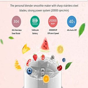 Zuccie Portable Blender 14 Oz,Mini Blender for Shakes and Smoothies,Small Blender with Magnetic Charging Port,Personal Blender for Outdoor,White