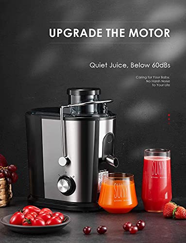 Juicer Machines for Fruits &Vegetables, 3” Feed Chute Centrifugal Juice Extractor Easy Clean, 304 Stainless Steel Filter, BPA Free, Brush Included