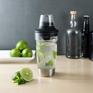 Host Mixer Tool with Reamer, Strainer, Bottle Opener, Daiquiri, Margarita, 18 oz, Black Cocktail Shaker