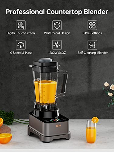 Smoothie Blender,1200W Professional Blenders for Shakes and Smoothies,68 oz Countertop Blenders for Kitchen with Variable Speeds Control and 8 Presets,Total Crushing Technology for Ice,Frozen Fruit and Nuts.