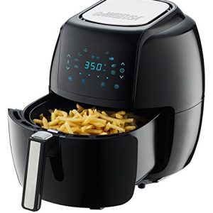 GoWISE USA 1700-Watt 5.8-QT 8-in-1 Digital Air Fryer with Recipe Book, Black & Standard 6-Piece Air Fryer Accessory Kit for 2.75-4 Quarts, Small, Universal