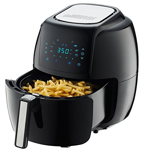 GoWISE USA 1700-Watt 5.8-QT 8-in-1 Digital Air Fryer with Recipe Book, Black & Standard 6-Piece Air Fryer Accessory Kit for 2.75-4 Quarts, Small, Universal