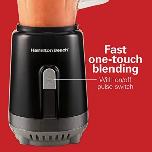 Hamilton Beach Personal Blender for Shakes and Smoothies, 600 Watts, 20oz Single Serve Glass Jar, Black (51157)