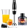 3-In-1 Immersion Hand Blender 300 Watt 2-Speed, Emersion Blender, Includes Detachable 304 Stainless Steel Stick Blender, Whisk, Chopper. For Puree Baby Food, Soup and Juices, BPA Free