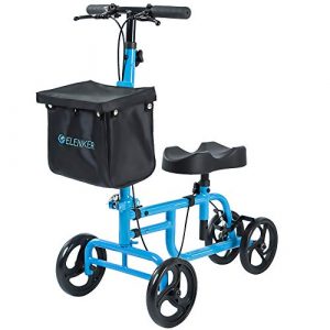 ELENKER Best Value Knee Walker Steerable Medical Scooter Crutch Alternative with Dual Braking System Sky Blue