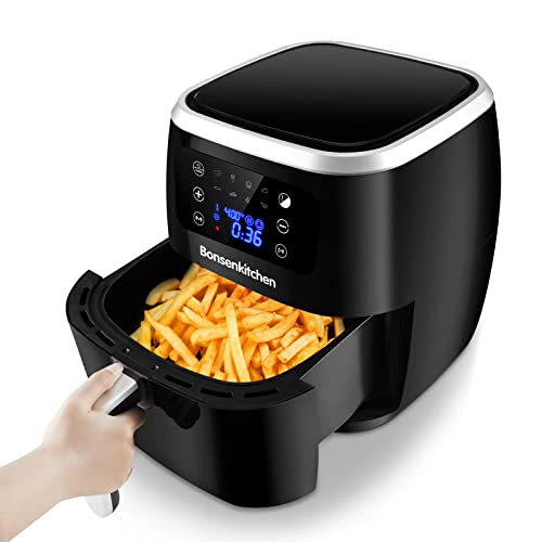 Bonsenkitchen Air Fryer, 6 Quart Digital Air Fryer Electric Hot Airfryer Oven Oilless Cooker with LCD Screen and Nonstick Frying Pot, ETL/UL Certified 1700W, Dishwasher Safe, BPA-Free, Black