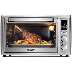 Magic Mill 13-in-1 Air Fryer Toaster Oven – 30L Capacity 1800w Smart Rotisserie Convection Oven and Dehydrator With 3 Style Trays – LED Display – Brushed Stainless Steel