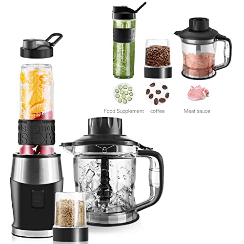 Blender for Shake and Smoothie,3 in 1 Multifunctional Blender and Food Processor Combo,Powerful Mixer Blender/Chopper/Grinder with