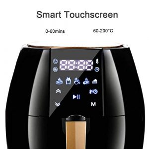 Wghz 4L Smart Oilless Air Fryer Large Capacity Hot Air Fryer Digital Touch Screen with Oven LED 5 Presets Temperature Control Frying Dehydrating and Baking