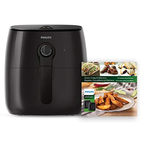 Philips Premium Analog Airfryer with Fat Removal Technology + Revipe Cookbook, 3qt, Black, HD9721/99