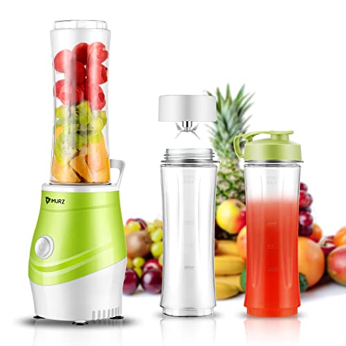 Small Blender for Shakes and Smoothies,imurz Smoothie Blender for Fruit Vegetables Drinks, 300W Powerful Personal Blender with 2 Tritan BPA-Free 20Oz Travel Bottles