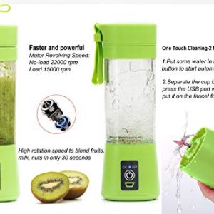 Portable Blender,Personal Size Blender Juicer Cup,Smoothies and Shakes Blender,Handheld Fruit Machine,Ice Blender Mixer Home (green)