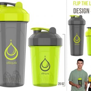 [8 Pack] Protein Shaker Bottles for Protein Mixes | Dishwasher Safe | 4 Small 20 oz & 4 Large 28 oz Shaker Cups for Protein Shakes | Dual Mixing Blender Shaker Bottle Pack by Diliqua