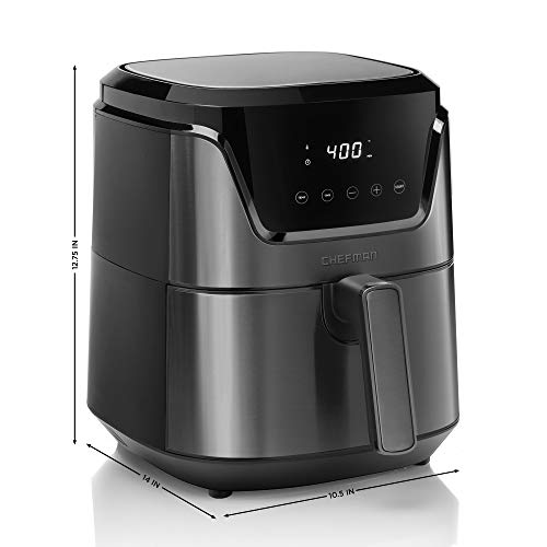 CHEFMAN Air Fryer 4.5 Qt, Healthy Cooking, User Friendly, Nonstick Stainless Steel, Digital Touch Screen with 4 Cooking Functions w/ 60 Minute Timer, BPA-Free, Dishwasher Safe Basket