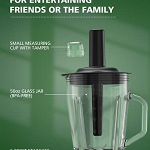 Smoothie Blender for Kitchen, Blender for Shakes and Smoothies, 750W Licuadora with 50 Oz Glass Jar, 2 Travel Bottles, BPA Free by ACOQOOS