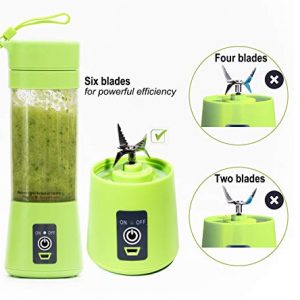 Portable Blender,Personal Size Blender Juicer Cup,Smoothies and Shakes Blender,Handheld Fruit Machine,Ice Blender Mixer Home (green)
