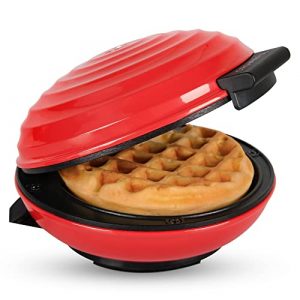 CROWNFUL Mini Waffle Maker Machine(Red) and CROWNFUL 19 Quart Air Fryer Toaster Oven (Black)