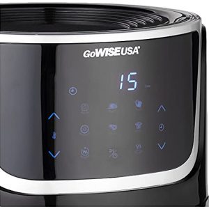 GoWISE USA GW22966 Fryer & Dehydrator Electric Air Fryer with Digital Touchscreen + Recipe Book, 5-Qt, Black/Silver