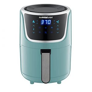 GoWISE USA Electric Mini Air Fryer with Digital Touchscreen + Recipe Book, 1.7-Qt up to 2 Qt Max, Mint/Silver