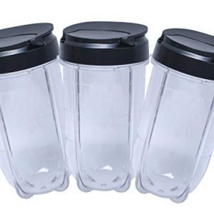 MB1001 16OZ Replacement Cups with Flip Top To-Go Lid Compatible with Magic Bullet 250W Blenders Juicer